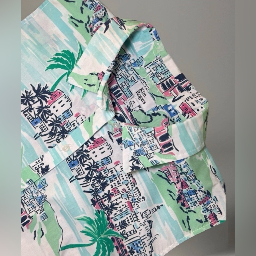 Kim Rogers Sleeveless Blouse Top Shirt Vacation Summer Cruise Sz Petite Large - Picture 6 of 10